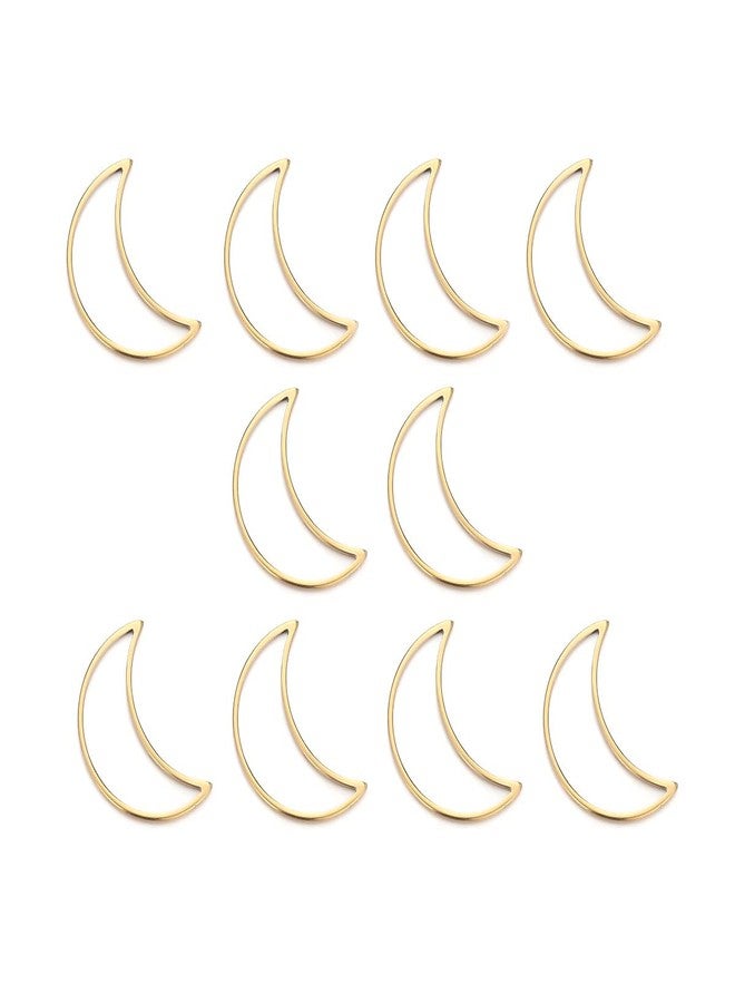 Excellentcrafts Brass Half Moon Shape Open Back Resin Bezel for Making Pendants, Keychains, Earrings, DIY Jewellery Using for Resin Craft (Pack of 10 pcs) (13x20mm, Gold) - Image 1